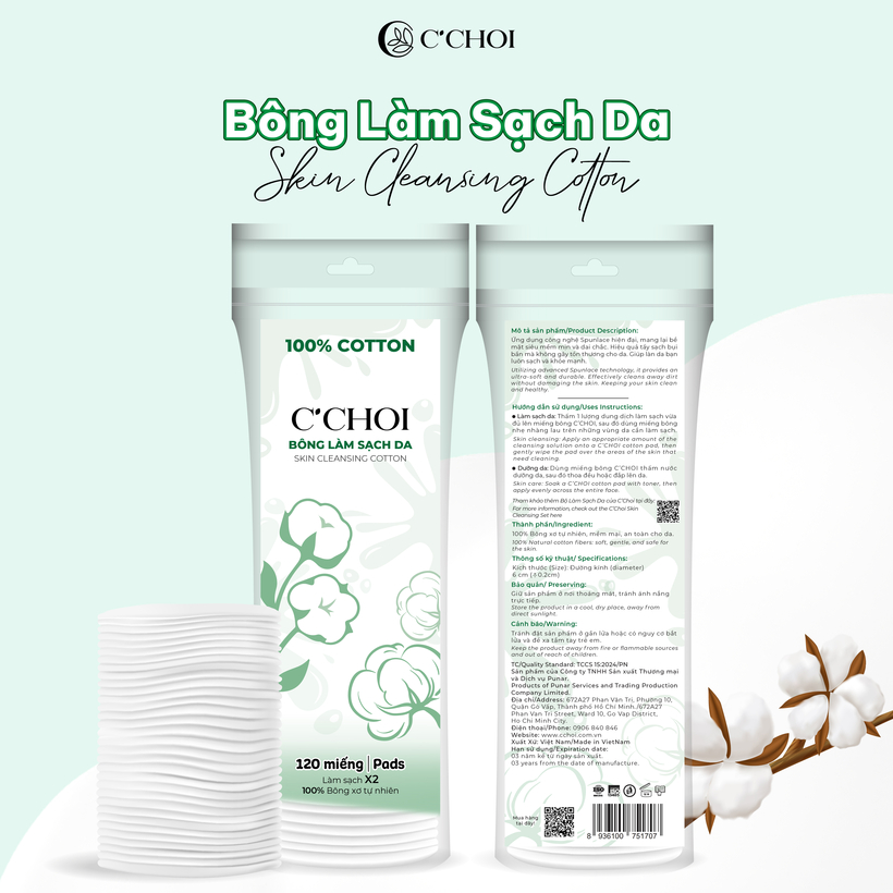 Bông Tẩy Trang làm sạch da - Skin cleansing cotton