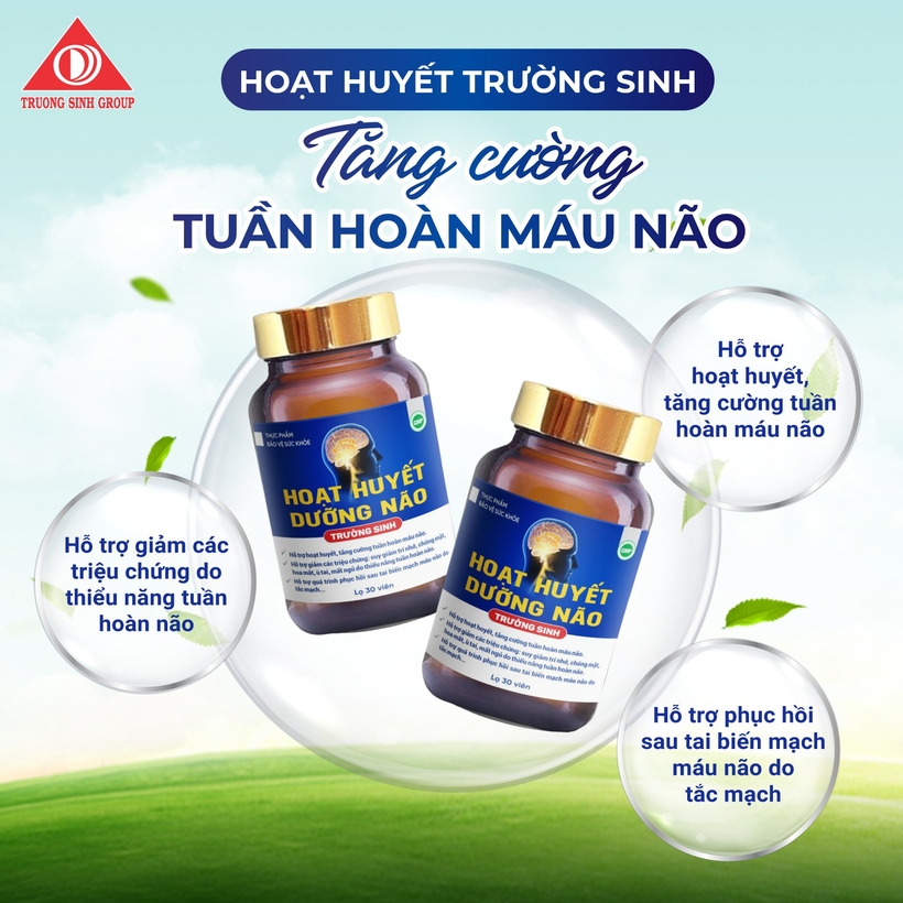 Hoạt Huyết Dưỡng Não Trường Sinh giúp tăng tuần hoàn máu não, cải thiện trí nhớ 30viên