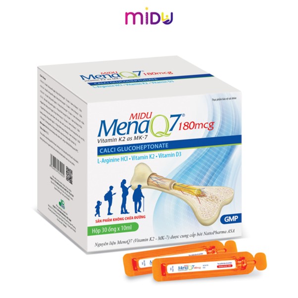 Thực phẩm bảo vệ sức khỏe: Canxi không lắng đọng  Midu MenaQ7 180mcg                                           
