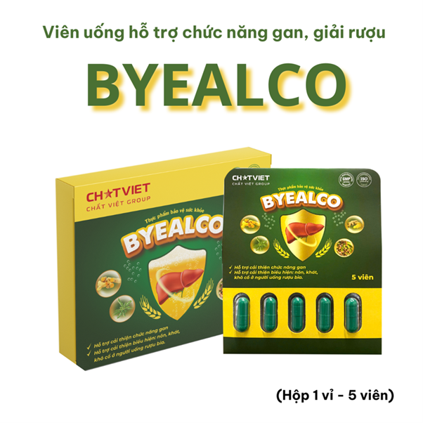 Viên giải rượu Byealco - Hỗ trợ giảm khó chịu khi say & cải thiện chức năng gan (hộp 5 viên)                  